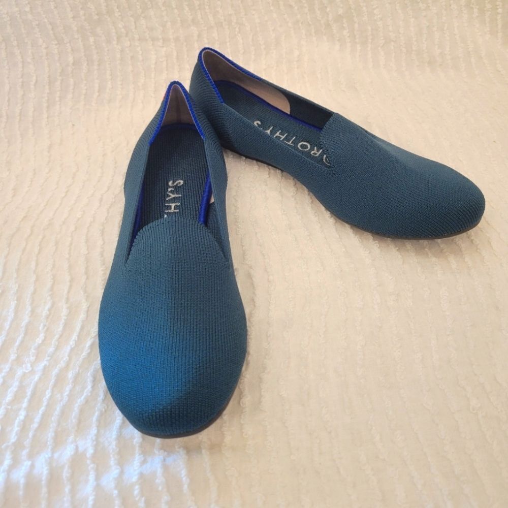 Rare Rothy's Bottle Blue Loafer Neon Back Womans 6